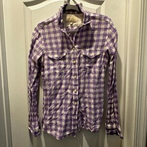 Banana Republic Purple and White Gingham Shirt